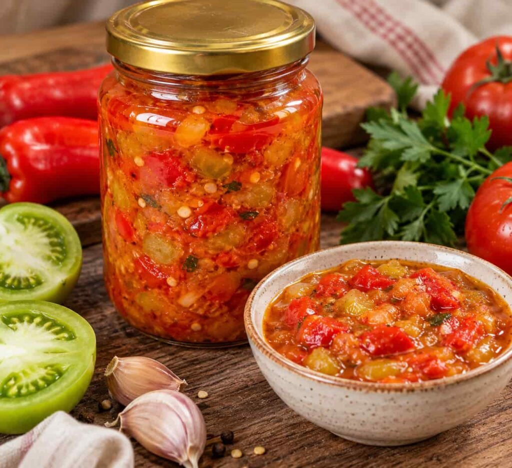 Ljutika zimnica – recept od zelene rajčice i pečene paprike